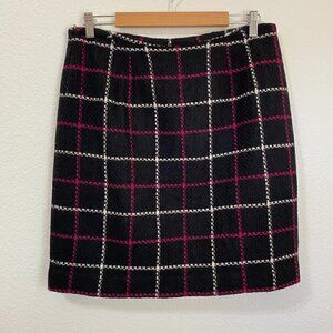 Vintage Wool Plaid Skirt Black White Pink Preppy Academia Mini Skirt 16